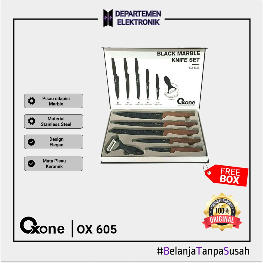 Pisau Dapur Oxone OX-605 Black Marble Knife Set [ORIGINAL]