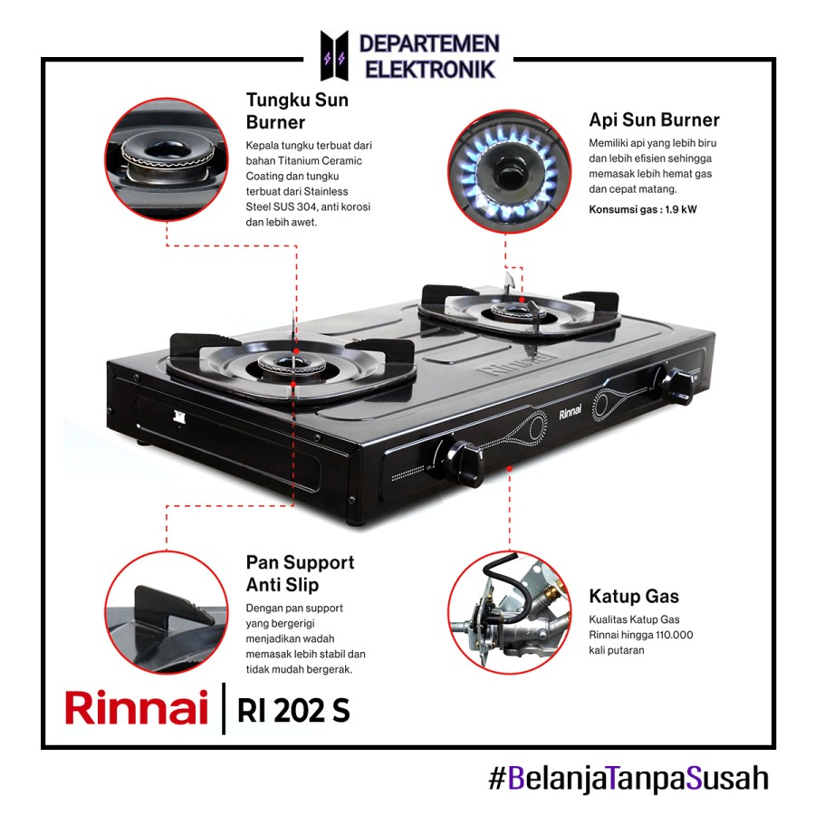 RINNAI KOMPOR RI 202S TEFLON