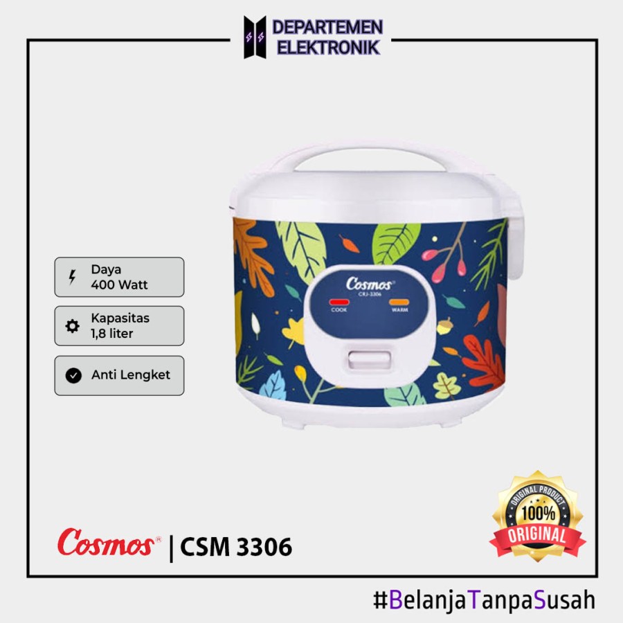 Cosmos CRJ 3306 Magic Com / Rice Cooker 1.8 Liter / GARANSI RESMI