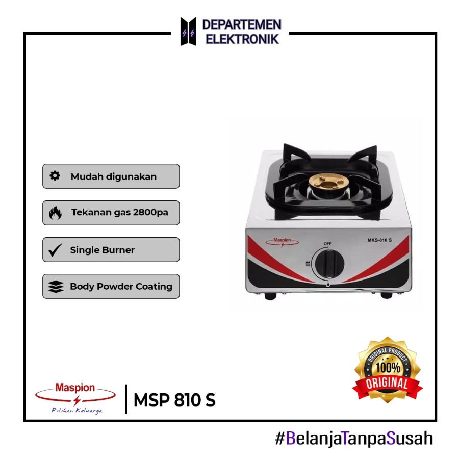 Maspion Kompor Gas 1 Tungku Stainless Steel 810 S