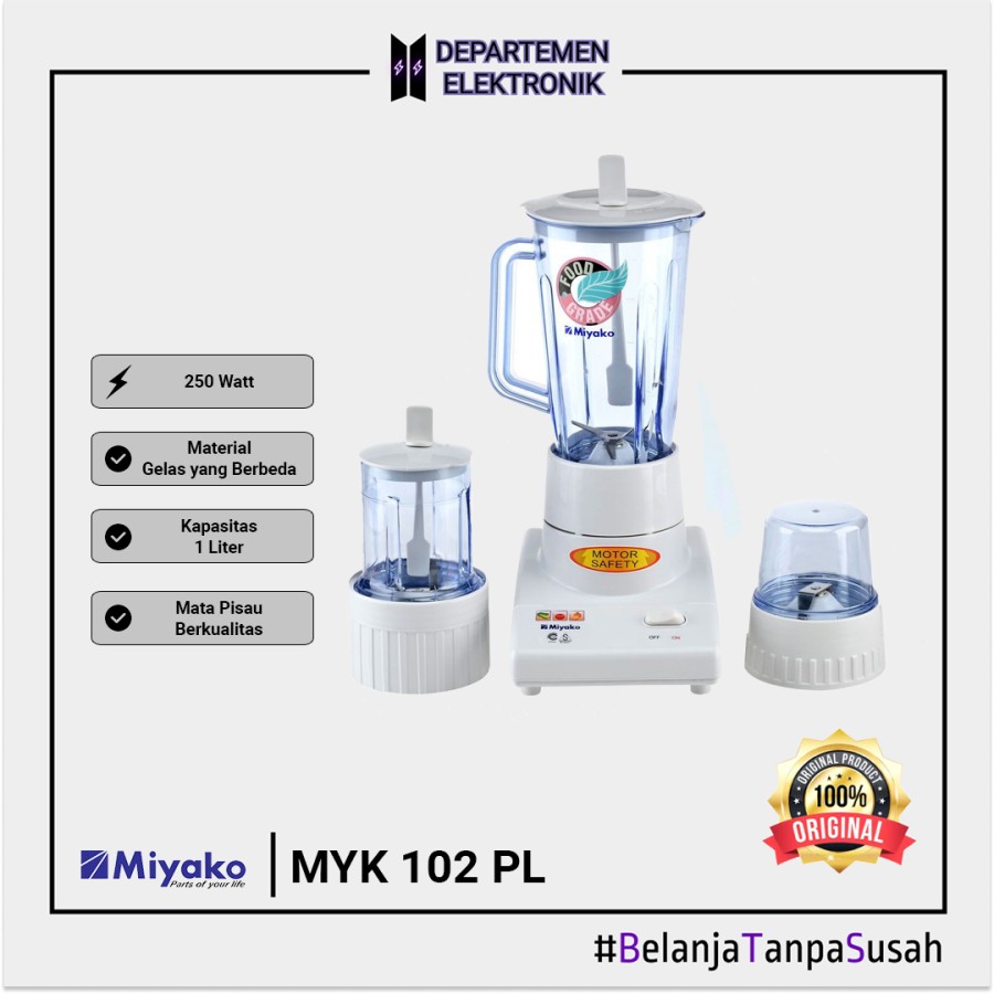 Miyako BL 102 PL Blender Plastic 1 Liter 3 in 1