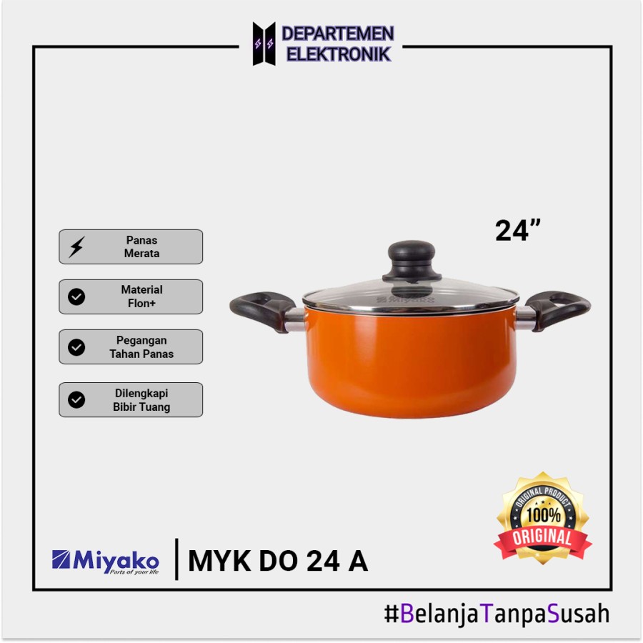 Dutch Oven Miyako DO 24 A 24 cm / Panci Dengan Tutup Tempered Glass