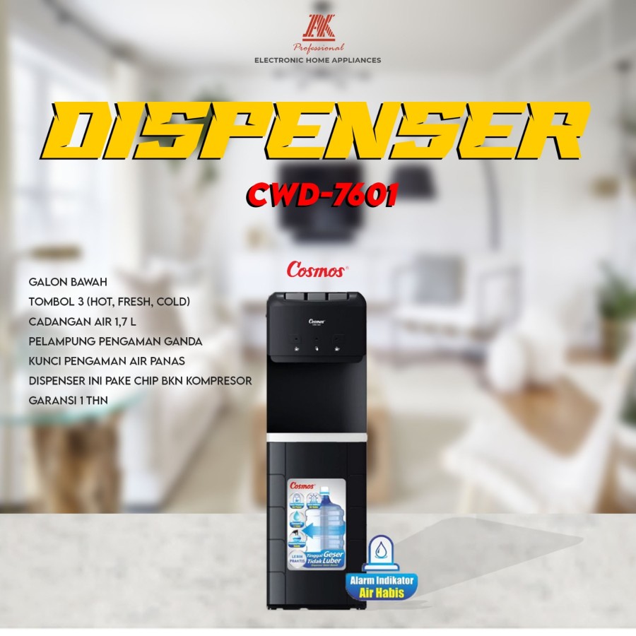 Cosmos Dispenser Galon Bawah 3 Kran CWD-7601