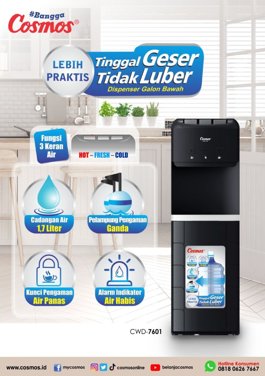 Cosmos Dispenser Galon Bawah 3 Kran CWD-7601