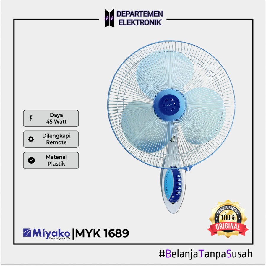 Miyako KAW 1689 RC Wall Fan / Kipas Angin Dinding16 inch