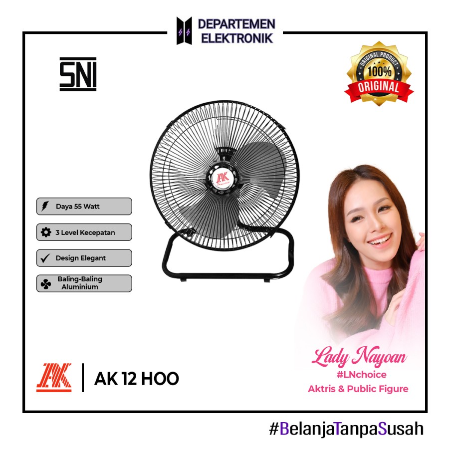 KIPAS BESI MEJA FLOOR FAN AK 12" HOO