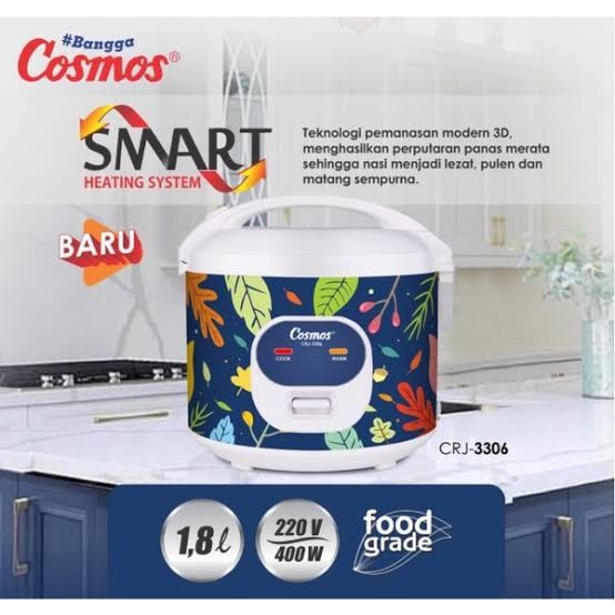 Cosmos CRJ 3306 Magic Com / Rice Cooker 1.8 Liter / GARANSI RESMI