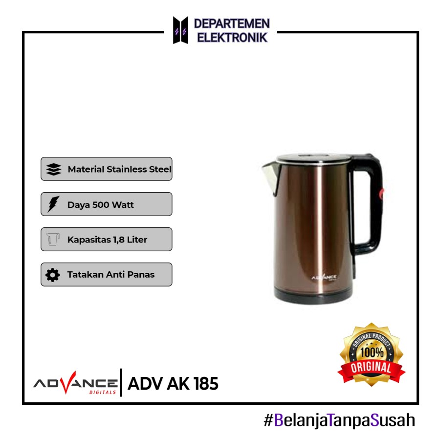 Advance Kettle Listrik Ak 185 Stainless Steel 1,8 Liter
