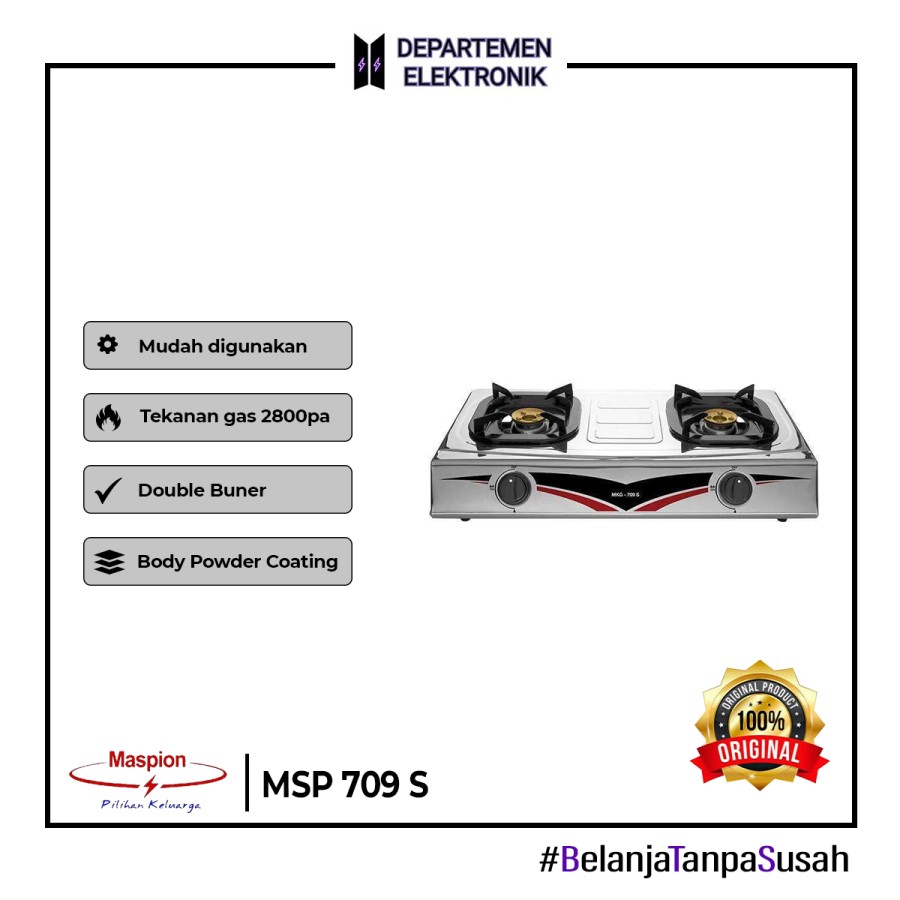 Kompor Gas Maspion 2 Tungku Stainless Steel MSP 709 S
