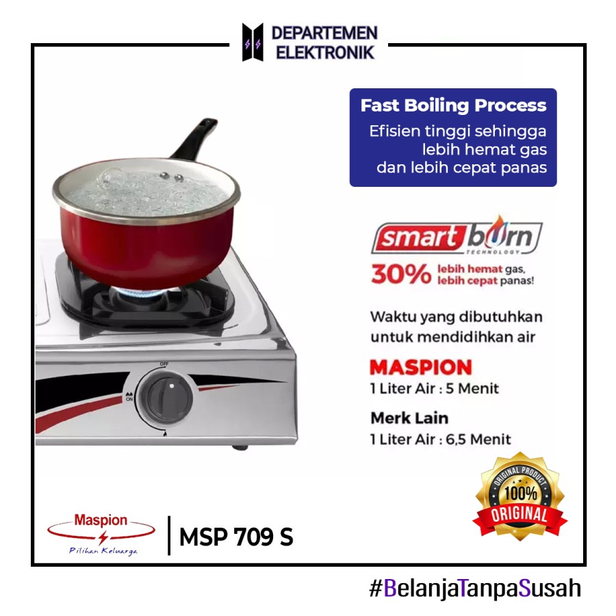 Kompor Gas Maspion 2 Tungku Stainless Steel MSP 709 S