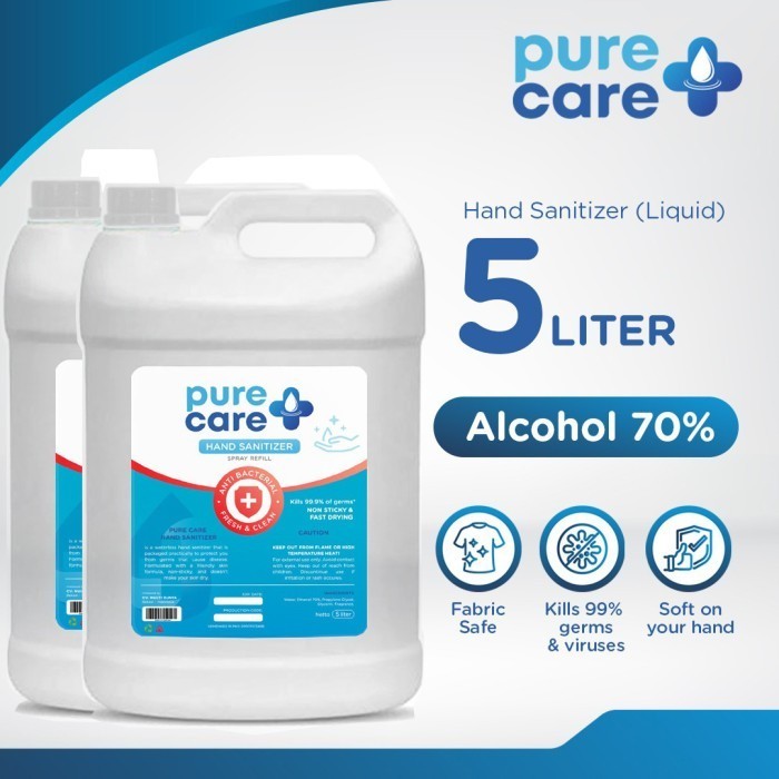 Hand Sanitizer 70% Antibacterial PURECARE 2 x 5 LITER Lychee