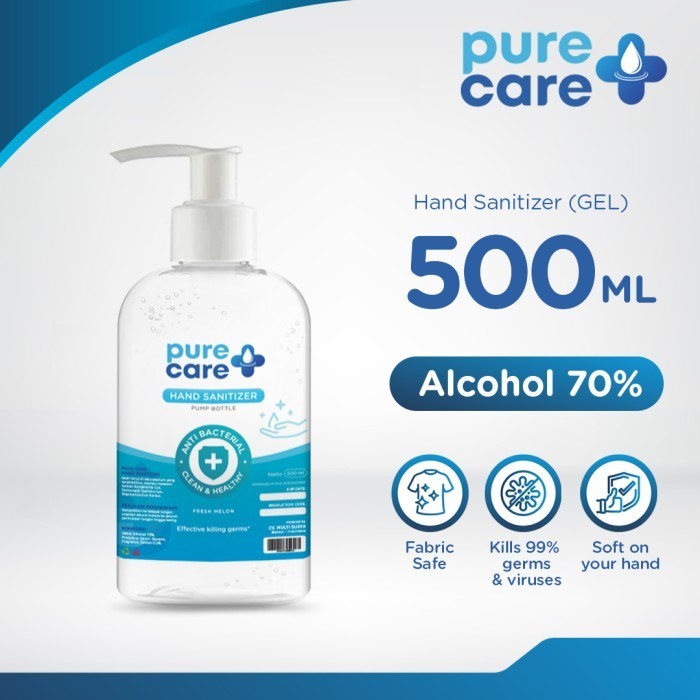 Hand Sanitizer Pump GEL 70% PURECARE 500ml