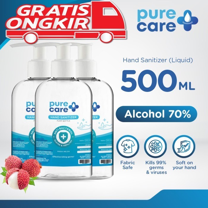 Hand Sanitizer Pump CAIR 70% PURECARE 3 x 500 mL