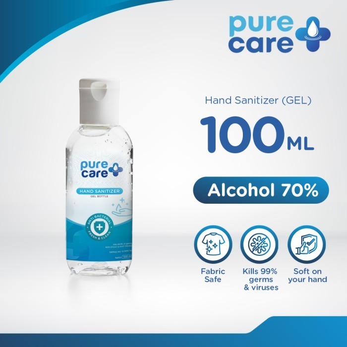 Hand Sanitizer Fliptop GEL 70% Antiseptik PURECARE 100ml 