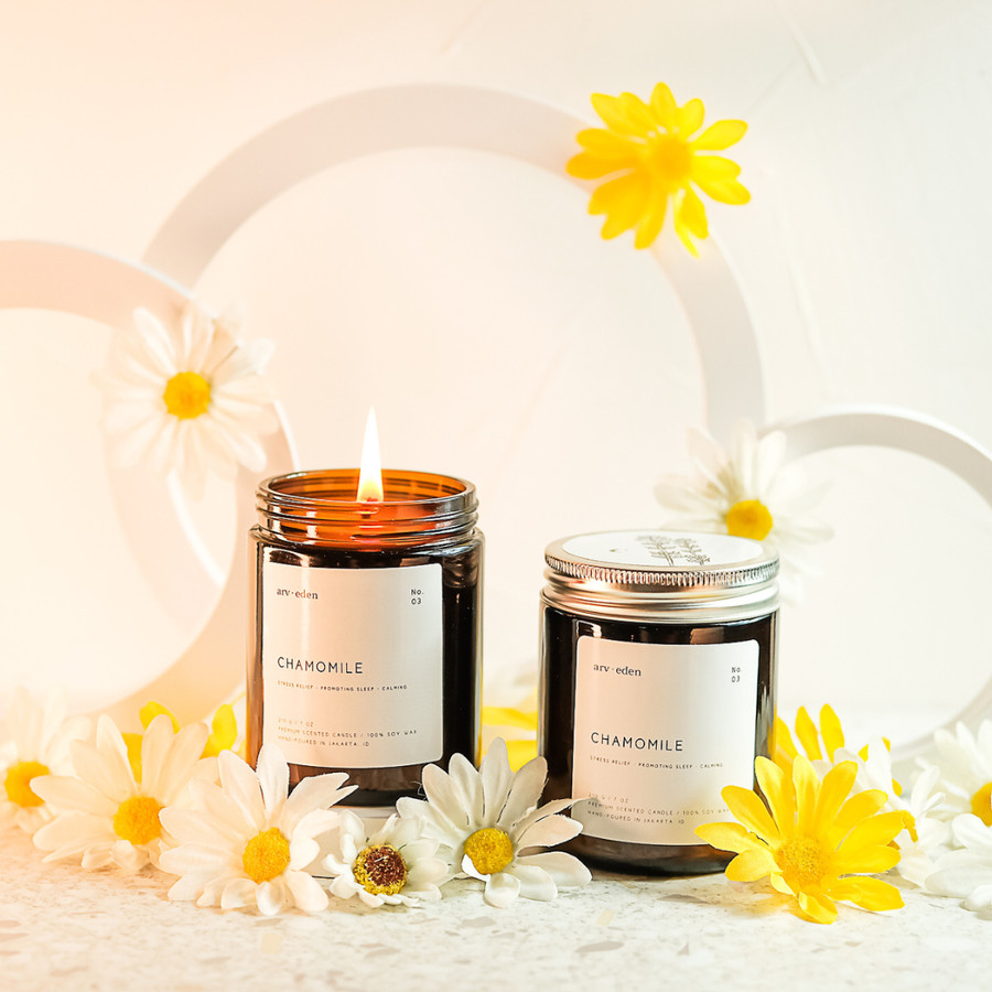 Chamomile Premium Scented Candle 100% soy wax | Lilin aroma terapi