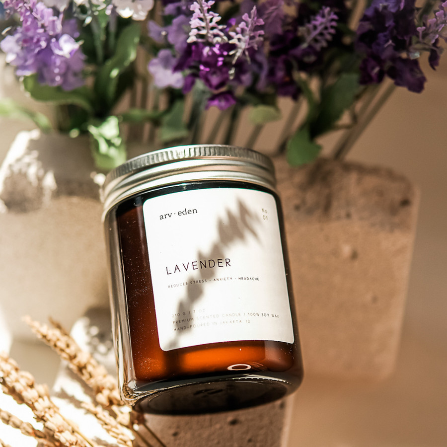 Lavender Premium Scented Candle 100% soy wax | Lilin aroma terapi