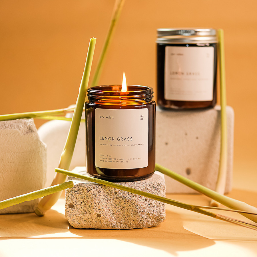 Lemongrass Premium Scented Candle 100% soy wax | Lilin aroma terapi