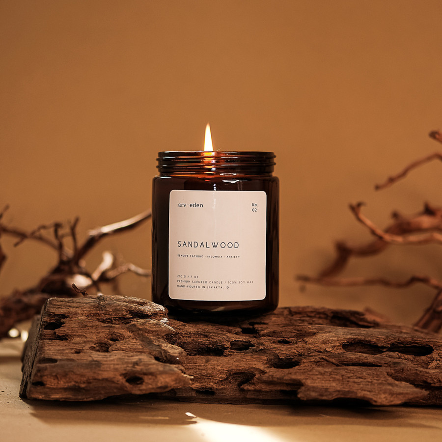 Sandalwood Premium Scented Candle 100% soy wax | Lilin aroma terapi