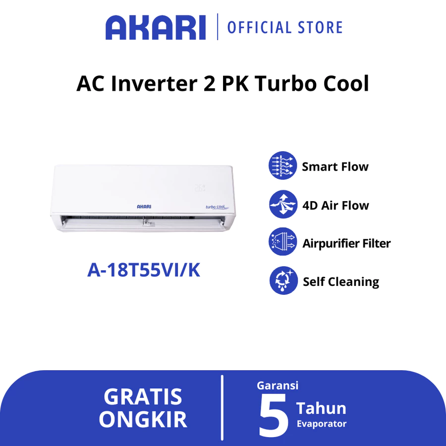 [ NEW ] Akari AC 2PK Inverter Turbo Cool A-18T55Vi/k Smart Flow