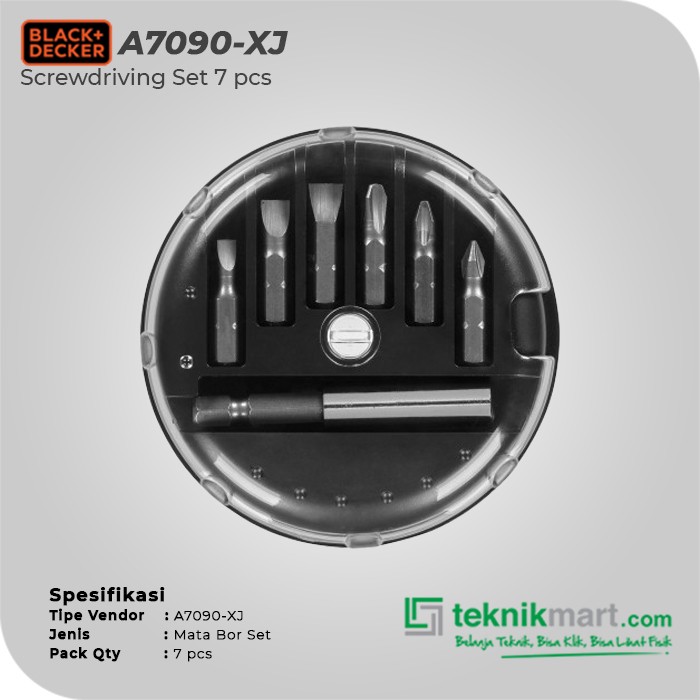 Black+Decker Screwdriving Set / Mata Obeng Set 7pcs A7090-XJ