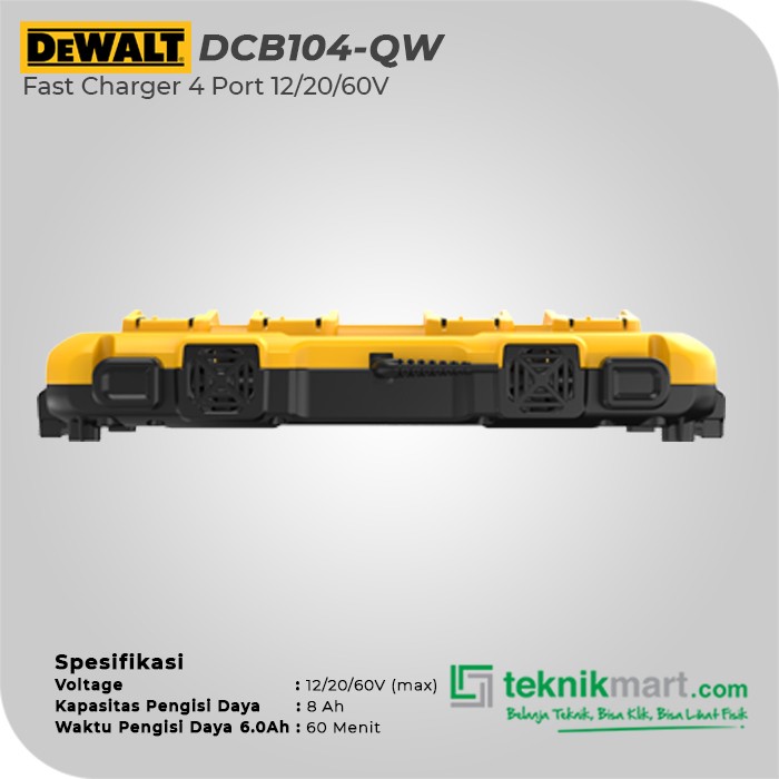 Dewalt Fast Charger 4-Port / Pengisi Daya Baterai 8A 12V/20V/60V Max DCB104-QW