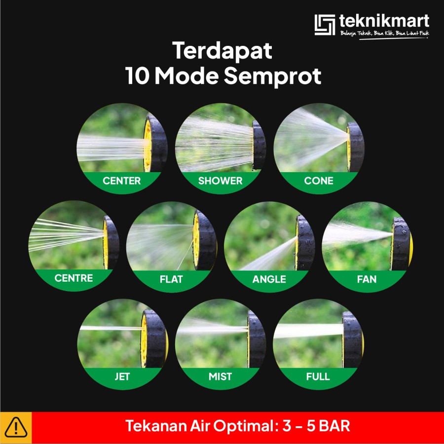 TIP TOP HRS-012 Portable Hose Reel Water Set 12 M With Spray Gun 10 Pattern / Gulungan Selang Air 12 M 10 Mode Semprotan