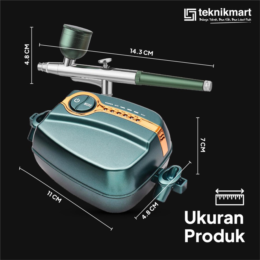 TIP TOP Air Brush Dual Action Mini Compressor / Mini Kompresor Air brush Serbaguna Tatoo Makeup Kue / CAB-001 (Hitam) & CAB-002 (Hijau)