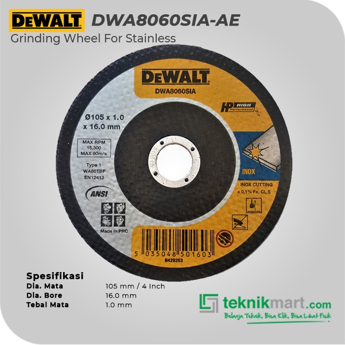 Dewalt Mata Gerinda Potong Stainless 105mm DWA8060SIA-AE