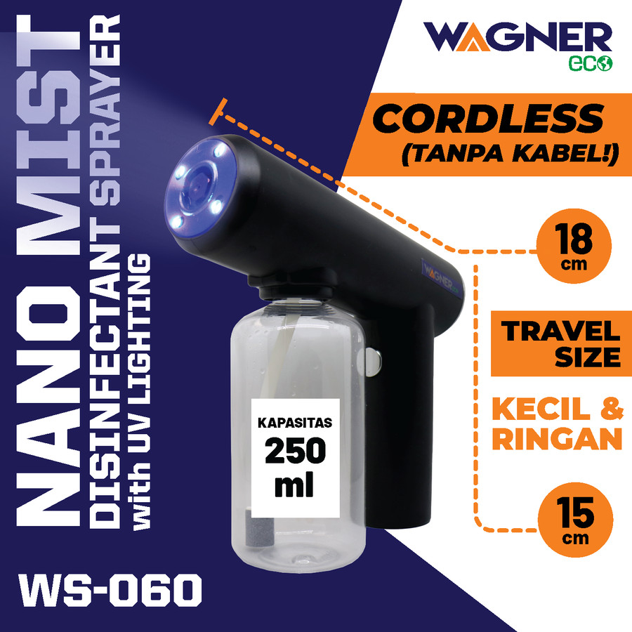 WagnerEco WS-060 Cordless Nano Spray Gun With UV Lighting - Hitam