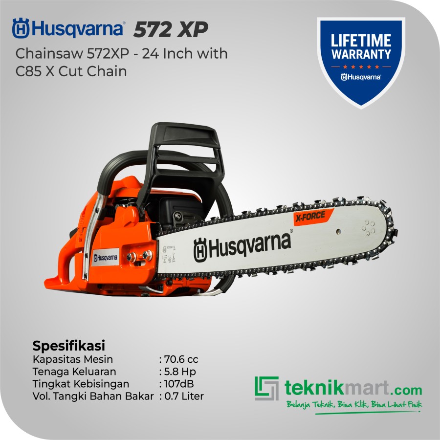 Husqvarna 572XP - 24 Inch with C85 X Cut Chain / Mesin Potong Kayu 24 Inch