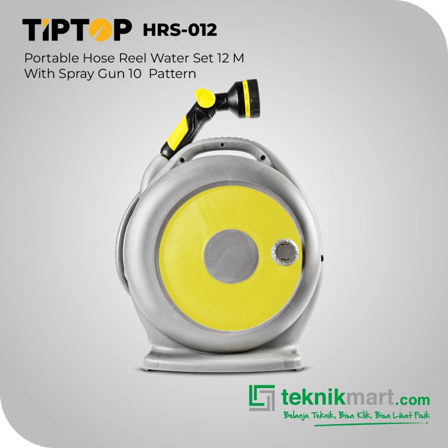TIP TOP HRS-012 Portable Hose Reel Water Set 12 M With Spray Gun 10 Pattern / Gulungan Selang Air 12 M 10 Mode Semprotan