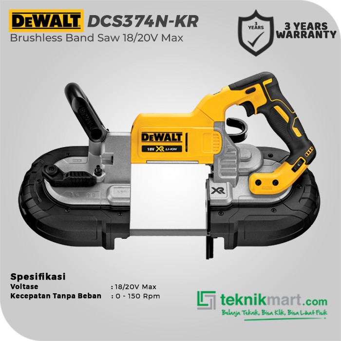 Dewalt Brushless Band Saw / Mesin Gergaji Pita 18/20V Max DCS374N-KR (Unit Only)