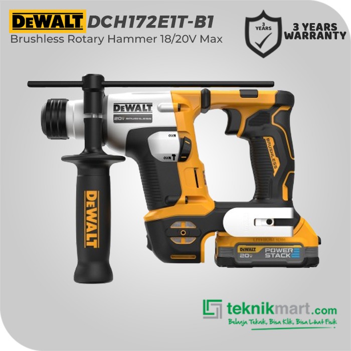 Dewalt Brushless Rotary Hammer / Bor Beton Baterai 18/20V Max DCH172E1T-B1