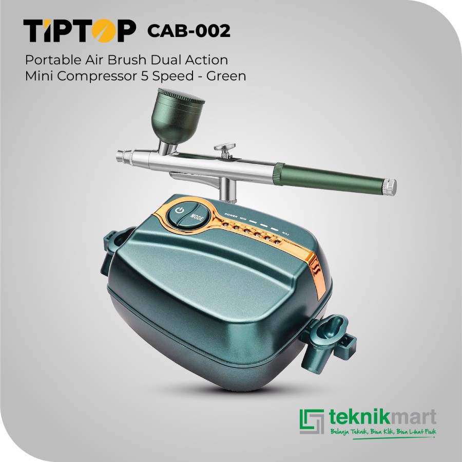TIP TOP Air Brush Dual Action Mini Compressor / Mini Kompresor Air brush Serbaguna Tatoo Makeup Kue / CAB-001 (Hitam) & CAB-002 (Hijau)