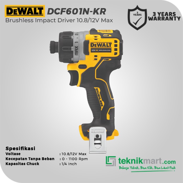 Dewalt Brushless Impact Driver / Obeng Impact 10.8/12V Max DCF601N-KR (Unit Only)
