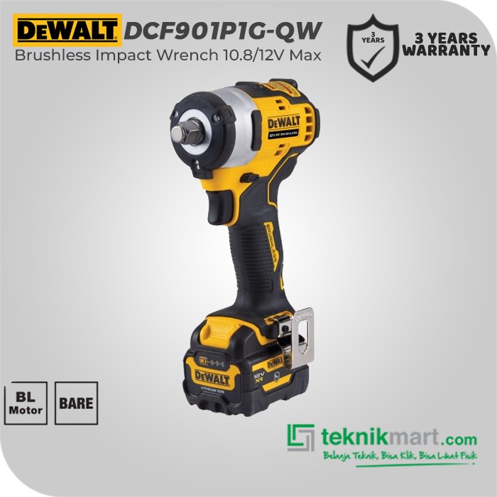 Dewalt Brushless Impact Wrench / Kunci Impact Baterai 10.8/12V Max DCF901P1G-QW