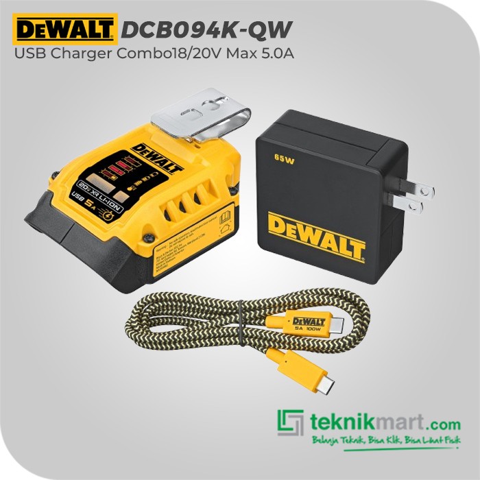 Dewalt Usb Charger / Pengisi Daya Baterai 18/20V Max 5.0A DCB094K-QW