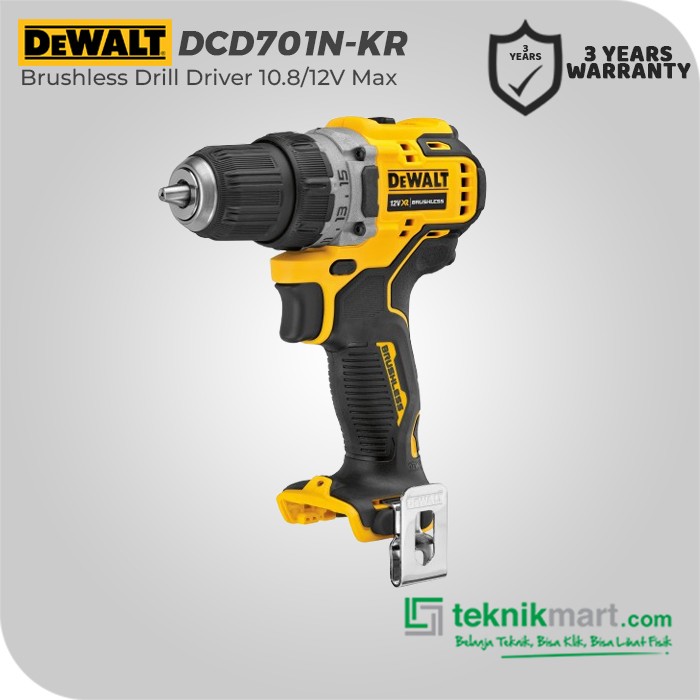 Dewalt Brushless Drill Driver / Bor Obeng Baterai 10.8/12V Max DCD701N-KR (Unit Only)