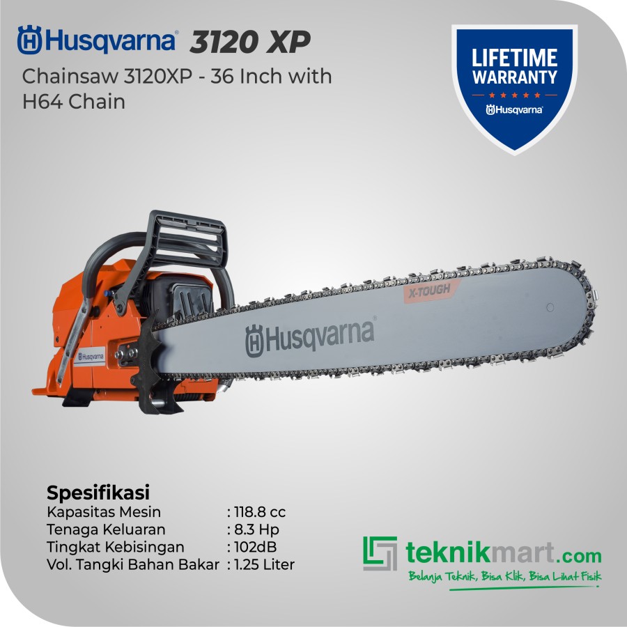 Husqvarna 3120XP - 36 Inch Chainsaw with H64 Chain / Mesin Potong Kayu 36 Inch