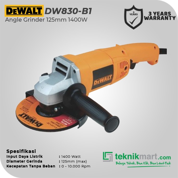 Dewalt Angle Grinder / Gerinda Tangan Listrik 1400Watt 125mm DW830-B1