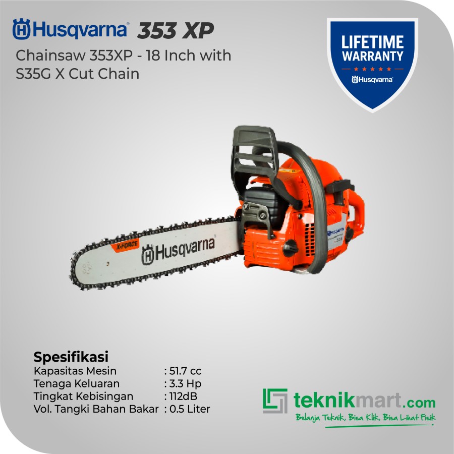 Husqvarna 353XP - 18 Inch Chainsaw / Mesin Potong Kayu 18 Inch