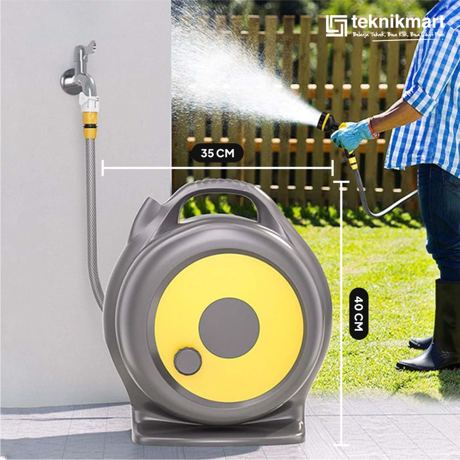 TIP TOP HRS-012 Portable Hose Reel Water Set 12 M With Spray Gun 10 Pattern / Gulungan Selang Air 12 M 10 Mode Semprotan