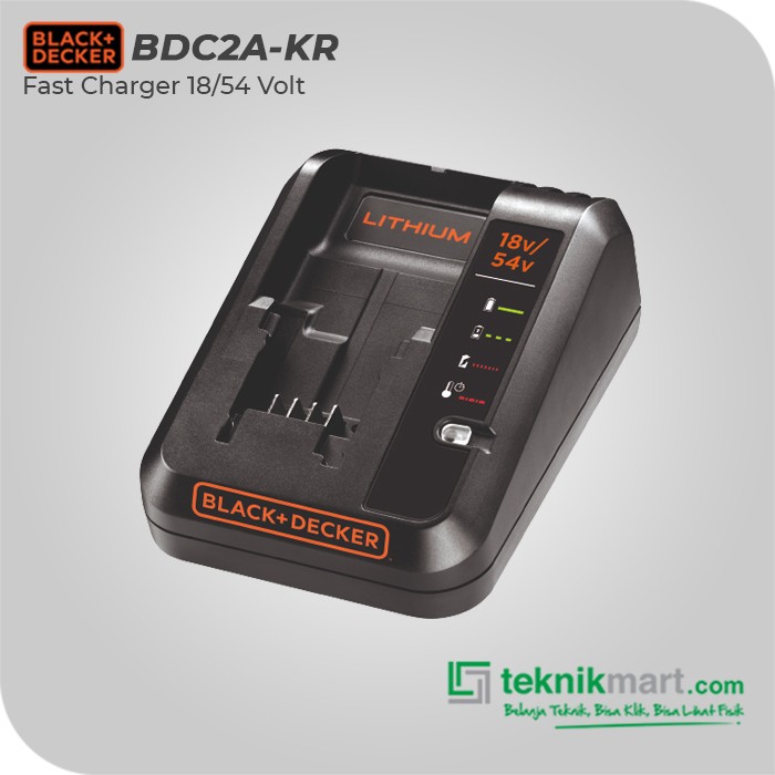 Black+Decker Fast Charger / Pengisi Daya Baterai 18/54 Volt BDC2A-KR