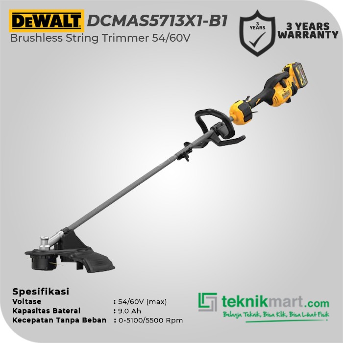 Dewalt Brushless Split Boom String Trimmer / Mesin Potong Rumput 54/60Volt Max 38cm DCMAS5713X1-B1