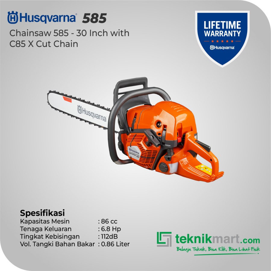 Husqvarna 585 - 30 Inch Chainsaw with C85 X Cut Chain / Mesin Potong Kayu 30 Inch