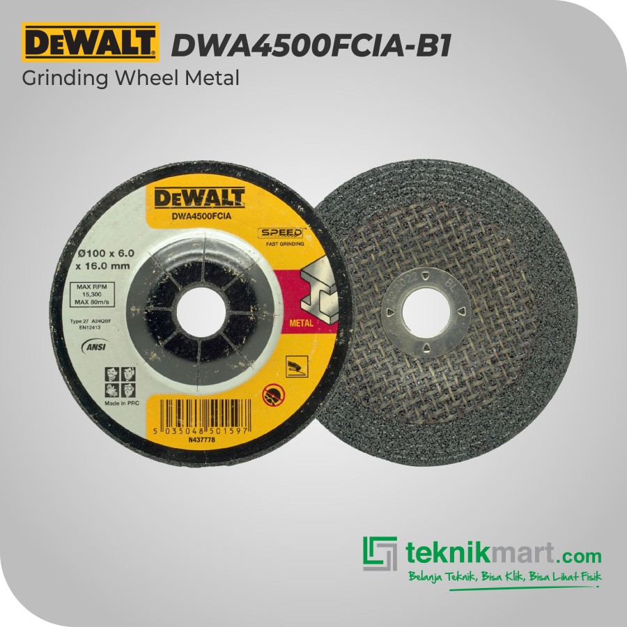 Dewalt Grinding Wheel/Mata Gerinda untuk Metal 100x6x16mm DWA4500FCIA