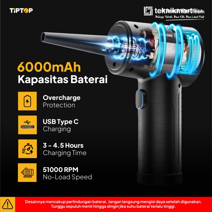 TIP TOP Cordless Air Duster Blower / Pembersih Debu Komputer PC Laptop BAD-120