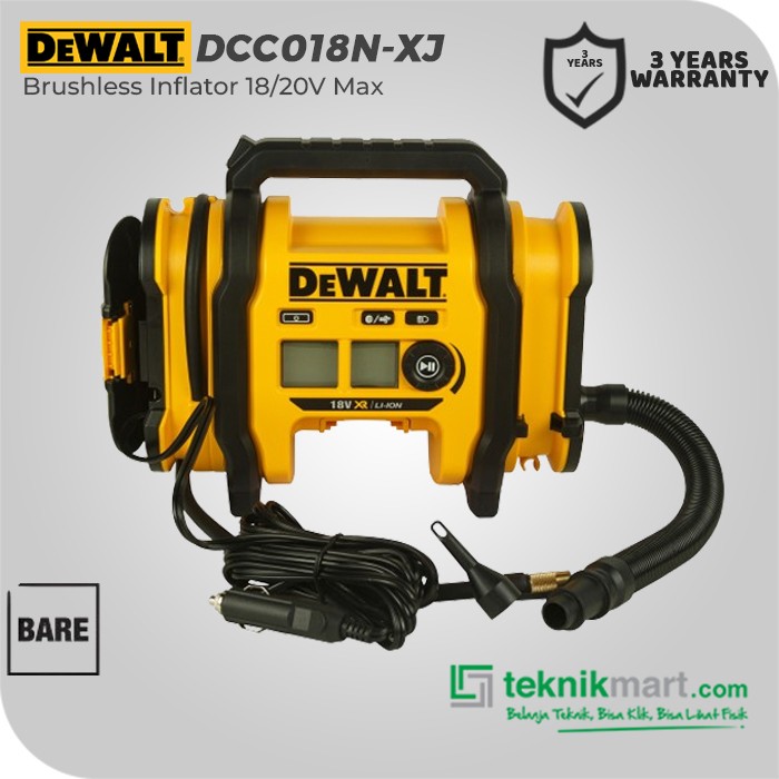 Dewalt Brushless Inflator (Compressor) / Pompa Angin Baterai 18/20V Max 11Bar DCC018N-XJ (Unit Only)