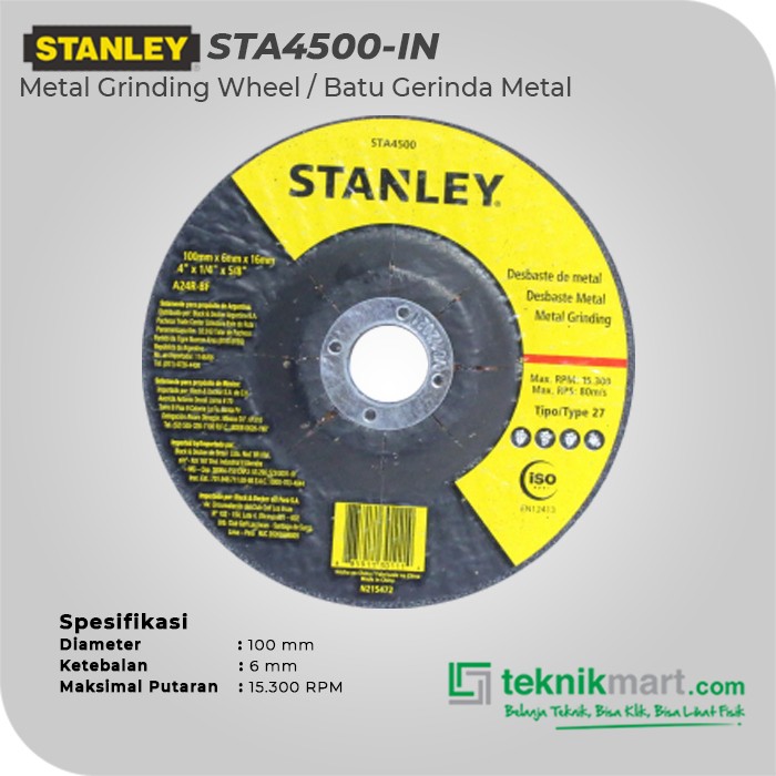 Stanley STA4500 Metal Grinding Wheel / Batu Gerinda Metal A24R-BF