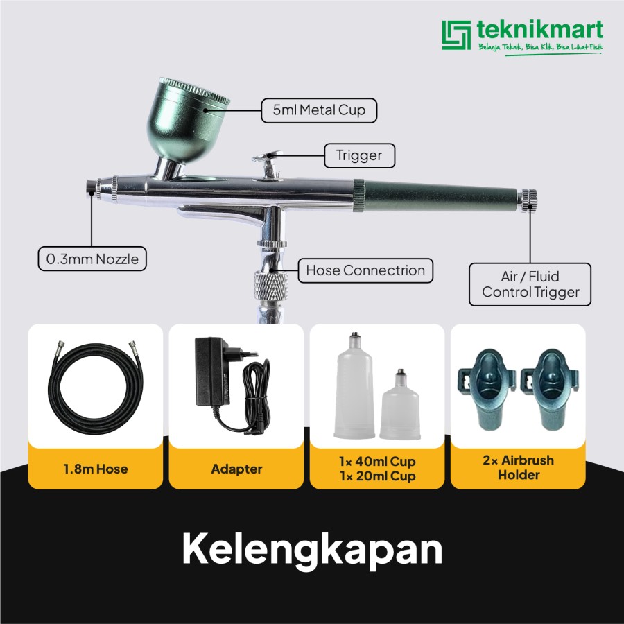 TIP TOP Air Brush Dual Action Mini Compressor / Mini Kompresor Air brush Serbaguna Tatoo Makeup Kue / CAB-001 (Hitam) & CAB-002 (Hijau)